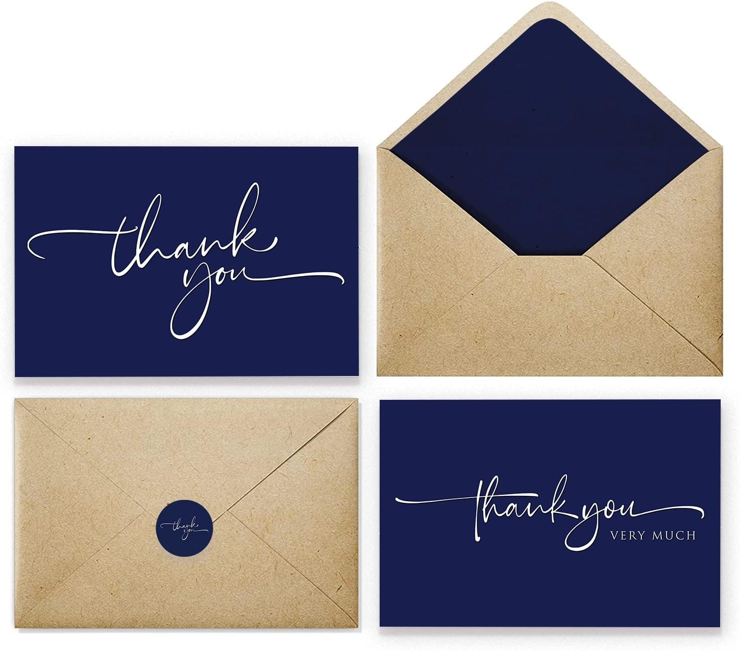 120 Classy Navy Blue Thank You Cards Bulk Professional