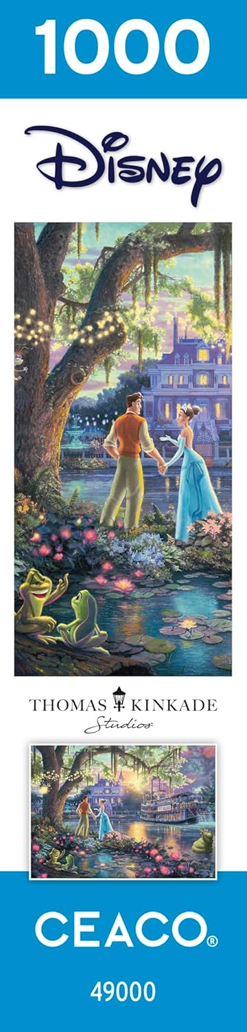 Ceaco - Disney - Kinkade - The Princess and The Frog - 1000 Piece Puzzle for Adults - Challenging and Perfect for Game Nights - Finished Puzzle Size 26.5 x 19.75