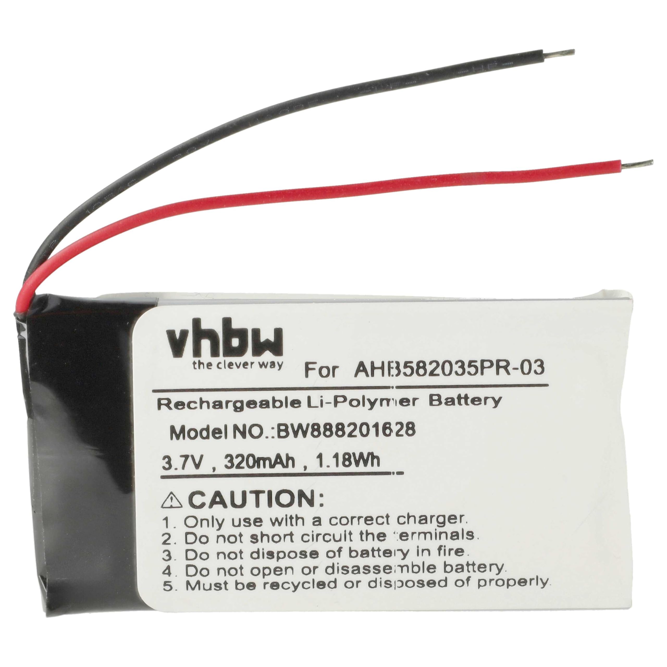 vhbw Bateria zamienna do Jabra AHB582035PR-03 do zestawu głośnomówiącego telefonu konferencyjnego (320 mAh, 3,7 V, litowo-polimerowy)