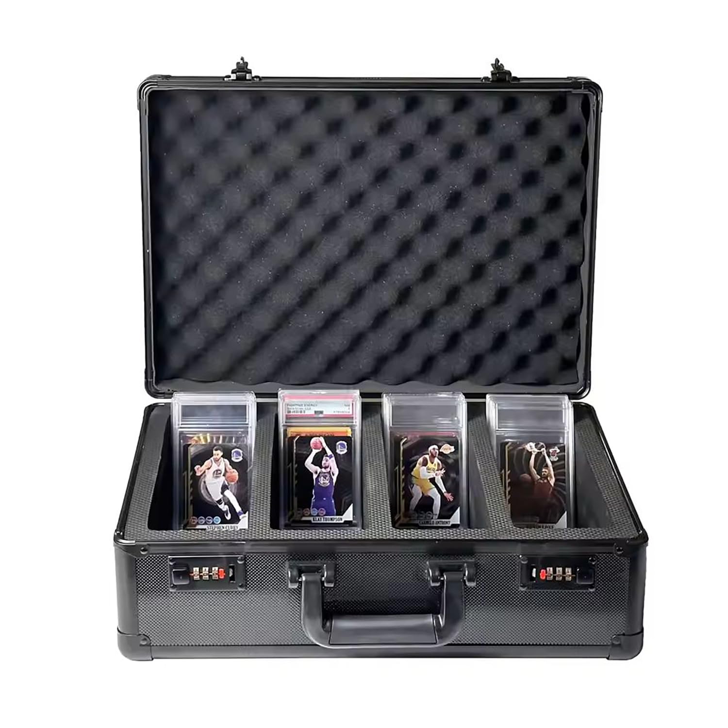 Scatola Porta Carte Classificate, Borsa da Trasporto per Carte Sportive con Divisori in Schiuma e Lucchetto a Combinazione, Adatta per 150 PSA, CSG, BGS e Top Loader