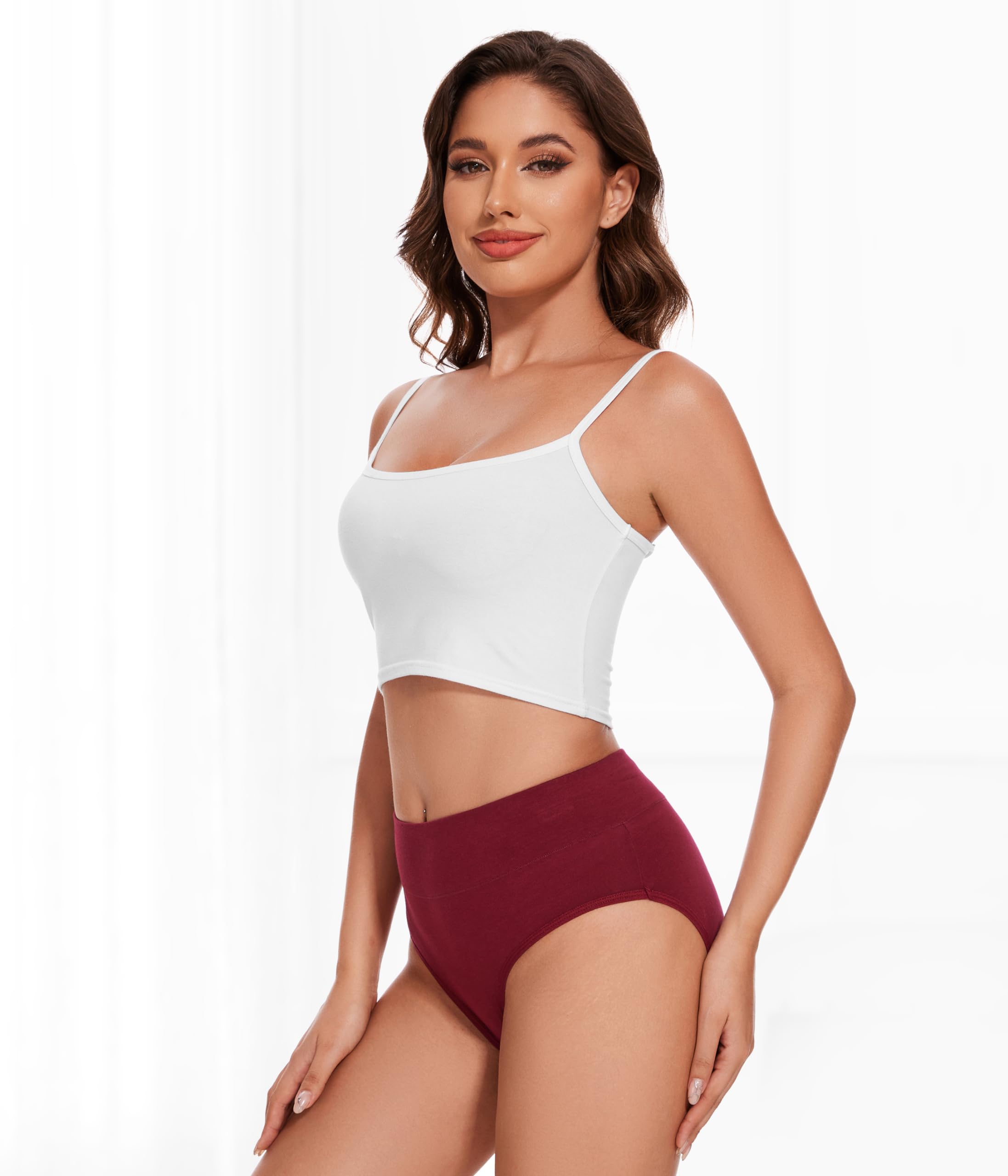 YESWEL Calzoncillos Mujer 5 Pack, Ropa Interior de Algodón Cintura Alta Hipster Bragas Elásticas Transpirables S-3XL