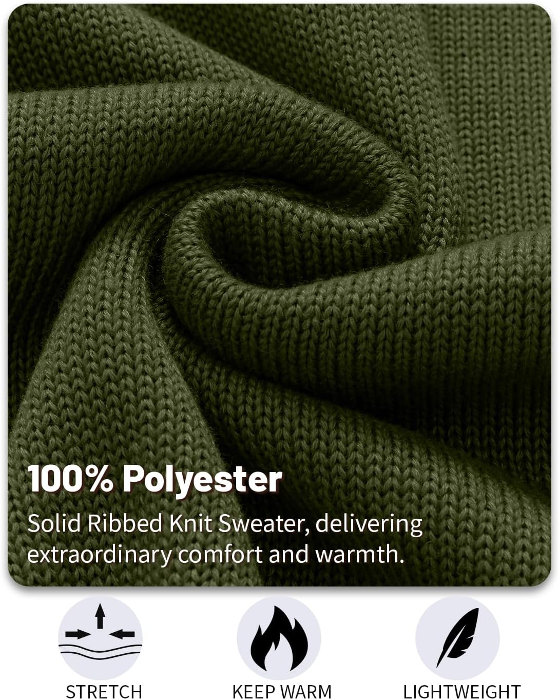 Mens Sweater Quarter Zip Sweater Casual Striped Long Sleeve Fall Winter Warm Polo Pullovers - Image 4