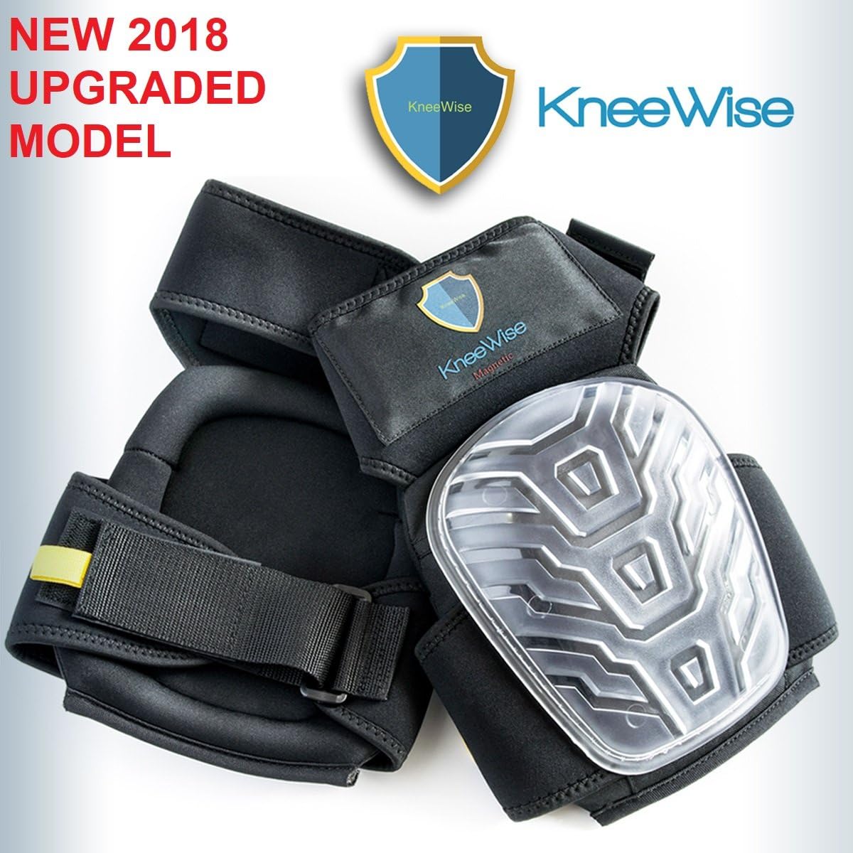 Professional Knee Pads for Work by KneeWise - Heavy Duty Foam Padding Comfortable Gel Cushion with Upgraded Magnetic Tool Holder and New Adjustable NO Slip Straps for Flooring Construction Gardening
