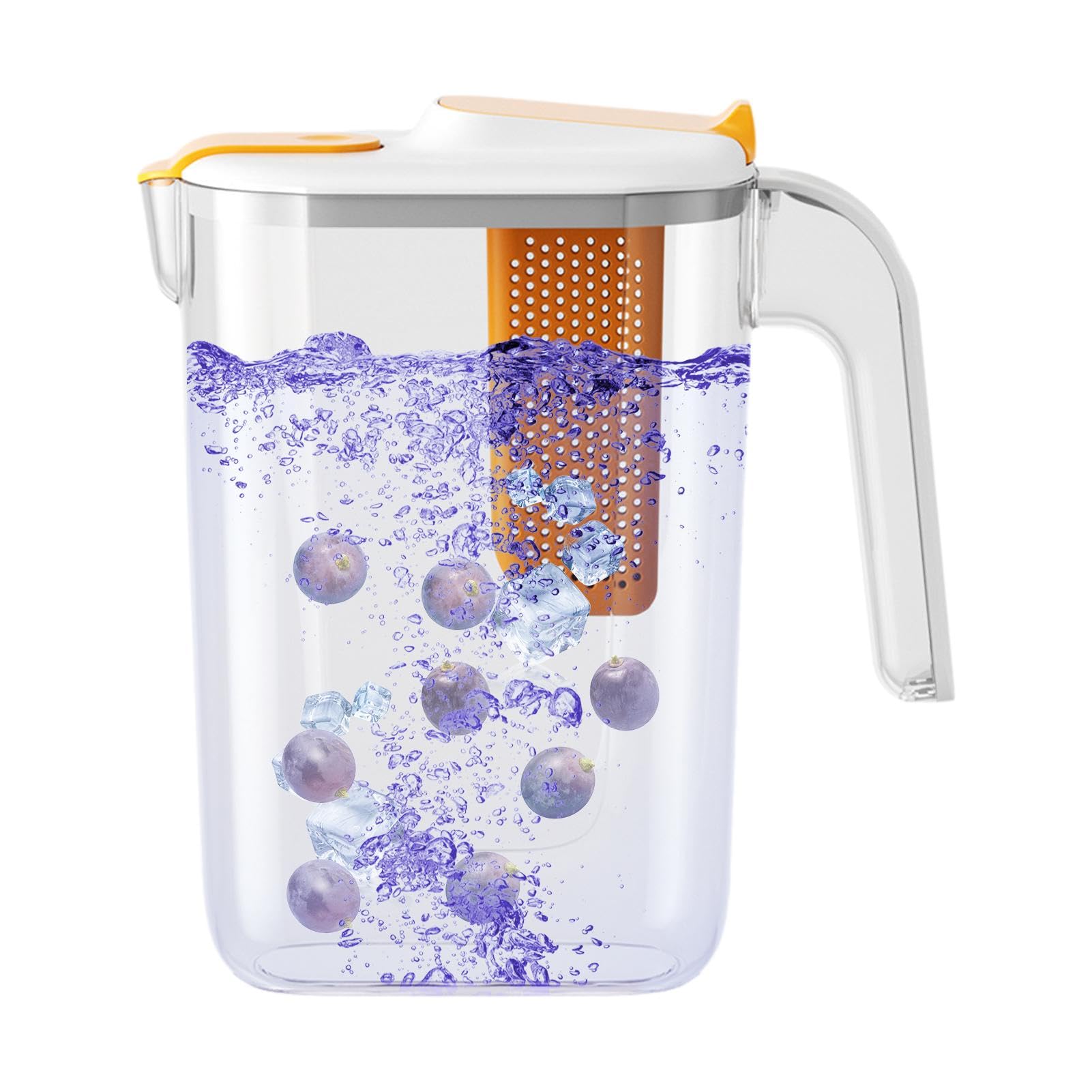 Fruit Fuser Water Jug 2600 ml - Heat Resistant Fruit Infuser Jug | Large Fruit Infuser Jug | Infuser Jug for Hot/Cold Water | Tea Infuser with Removable Lid | Unique Outlet