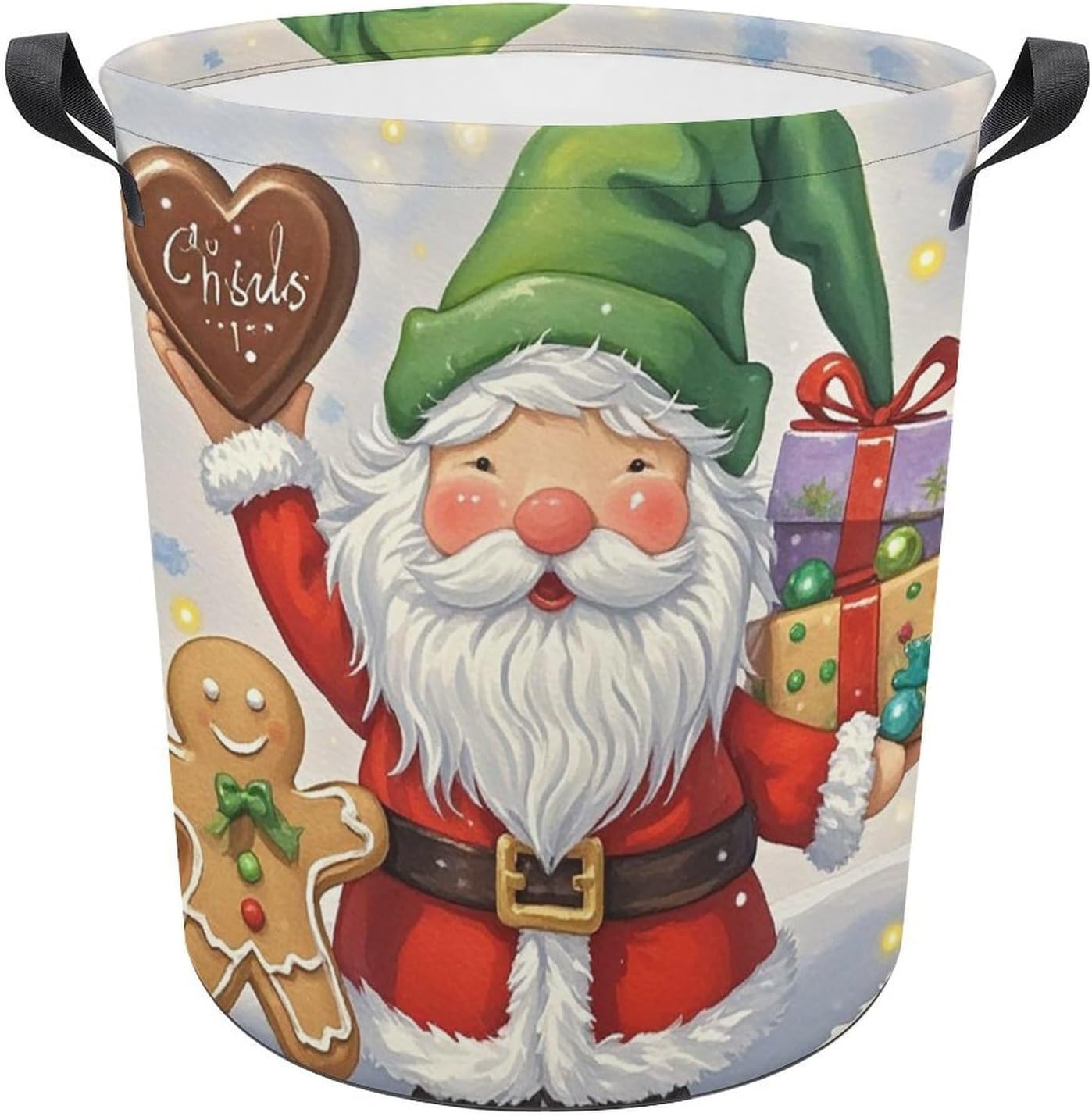 13.8 × 13.8 × 17.3 Inches Collapsible Laundry Baskets Dwarfs And Gingerbread Man Printed Waterproof Laundry Hamper Foldable Dirty Clothes Storage Bin for Bathroom Bedroom Office