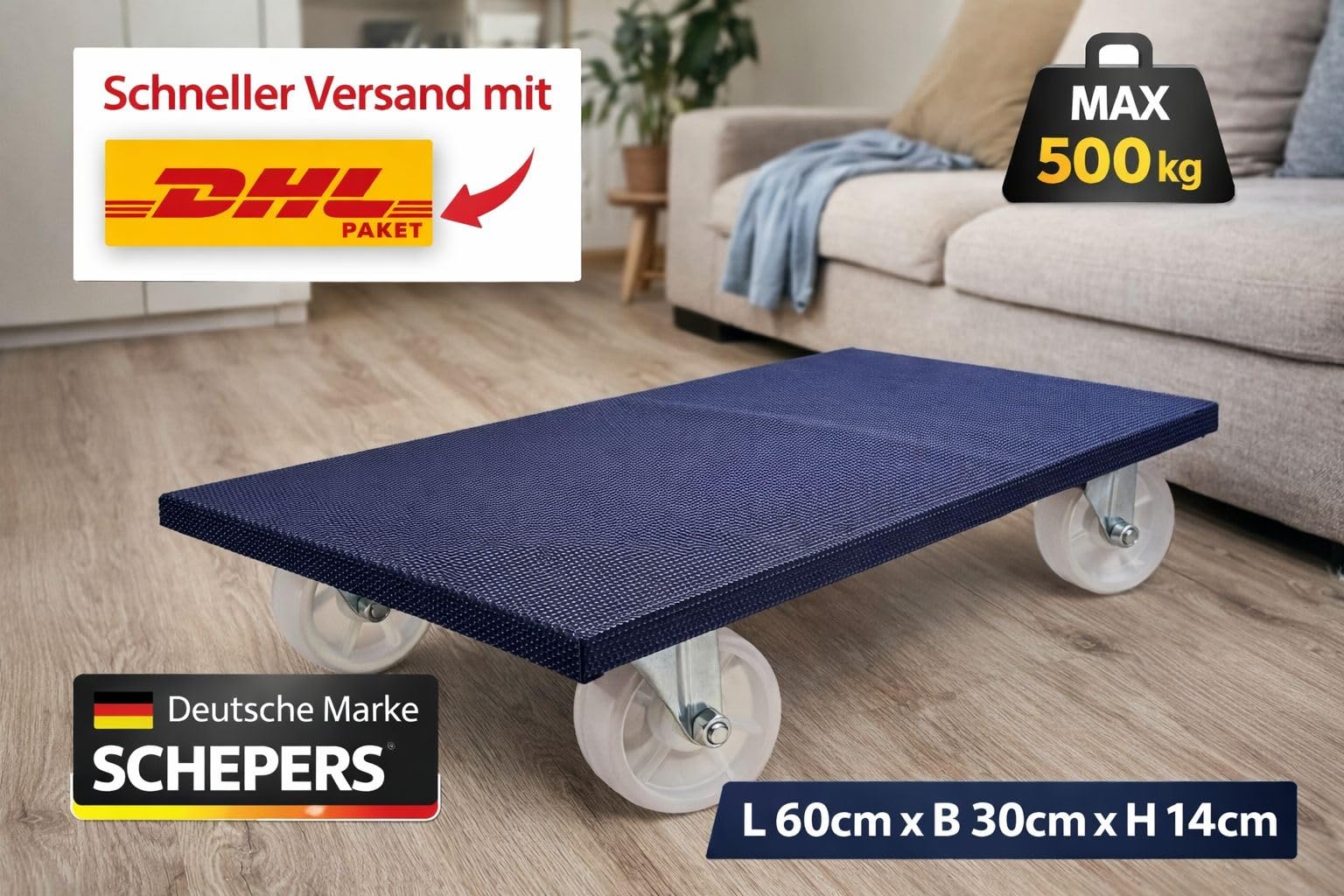 2X Antirutsch Transportrolly Rollbrett Antirutschüberzug 4260307249021