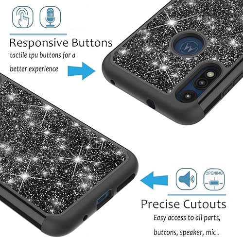 Miniatura 3 de Yodueiv Funda de teléfono para Moto E 2020, Motorola E 2020 para niñas y mujeres, bonita funda resistente con purpurina para Motorola Moto E 2020