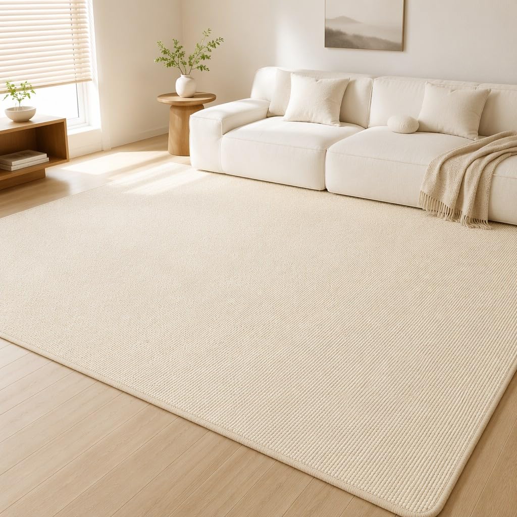 Tappeto ultra lavabile, 7 x 12 cm, color crema, per soggiorno, camera da letto, sala da pranzo, casa, ufficio, sala giochi, impermeabile e antiscivolo (1,5 x 2,4 m)