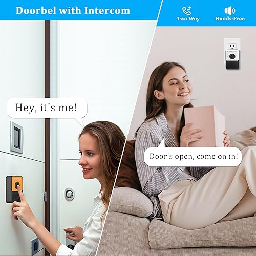 Miniatura 2 de LSHBBELL Timbre inalámbrico, kit de timbres de intercomunicador dúplex completo, manos libres, 8 niveles de volumen, rango de 1000 pies,