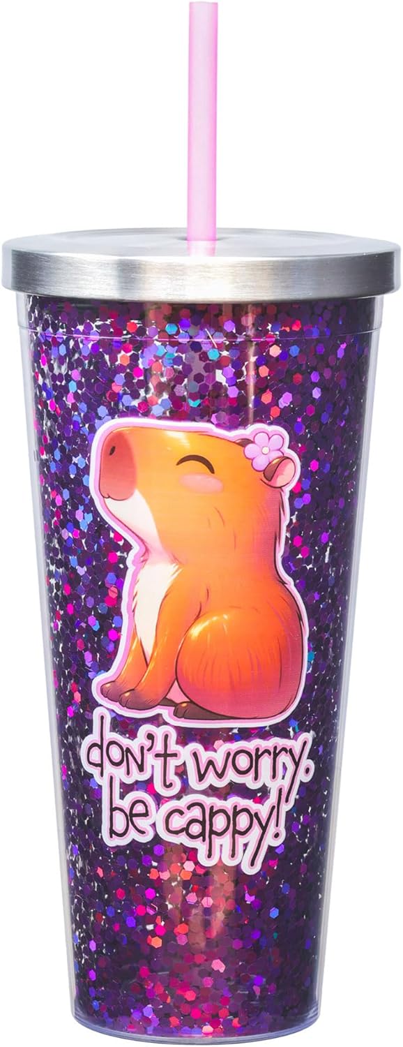 Spoontiques Large Looney Tunes Cup Tumbler with Stainless Steel Lid and Straw - 32 oz - Acrylic