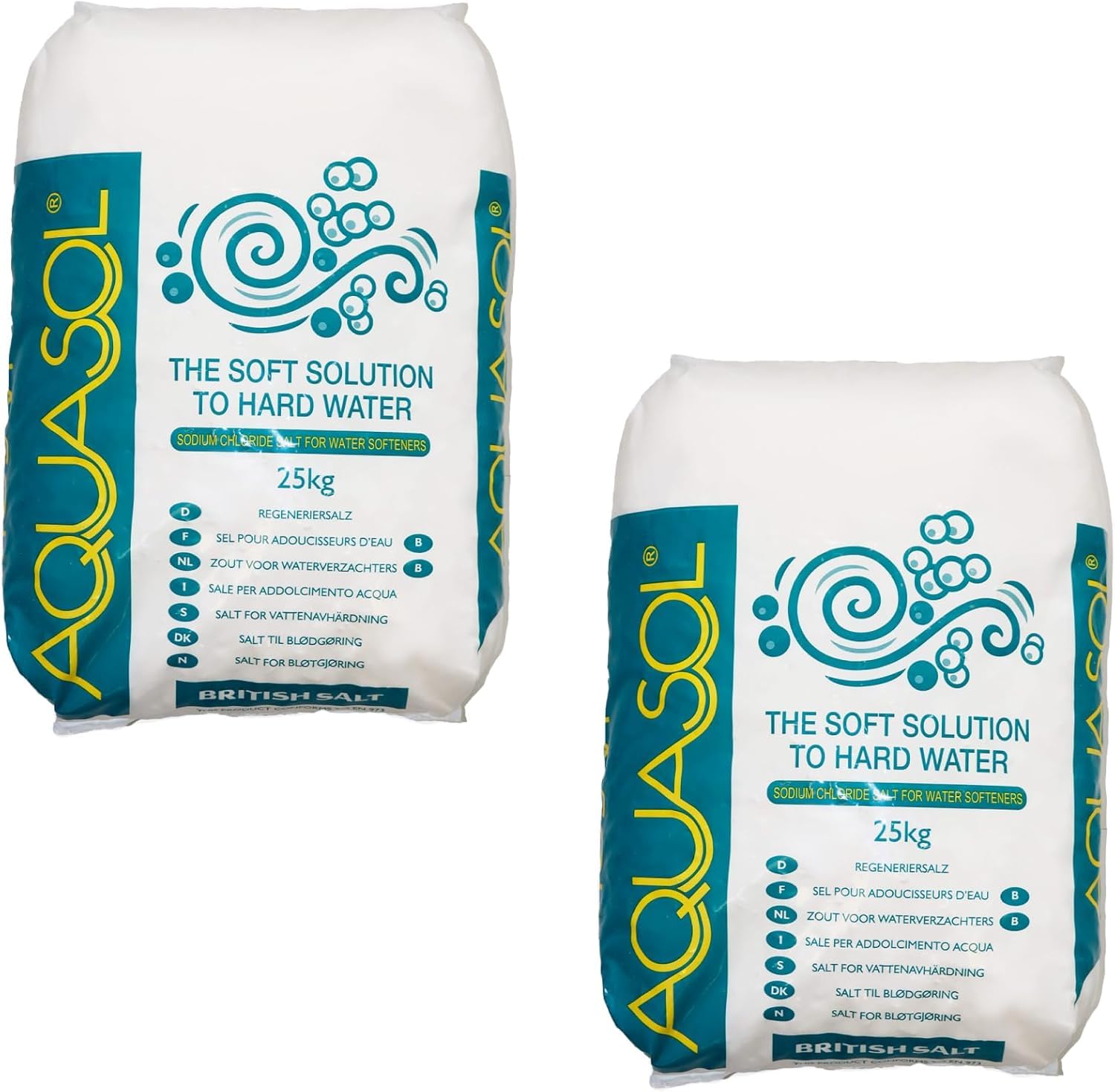 AQUASOL | Salt Tablets | 2 x 25Kg | for Water Softeners | 100% UK Manufactured from Food Grade PDV