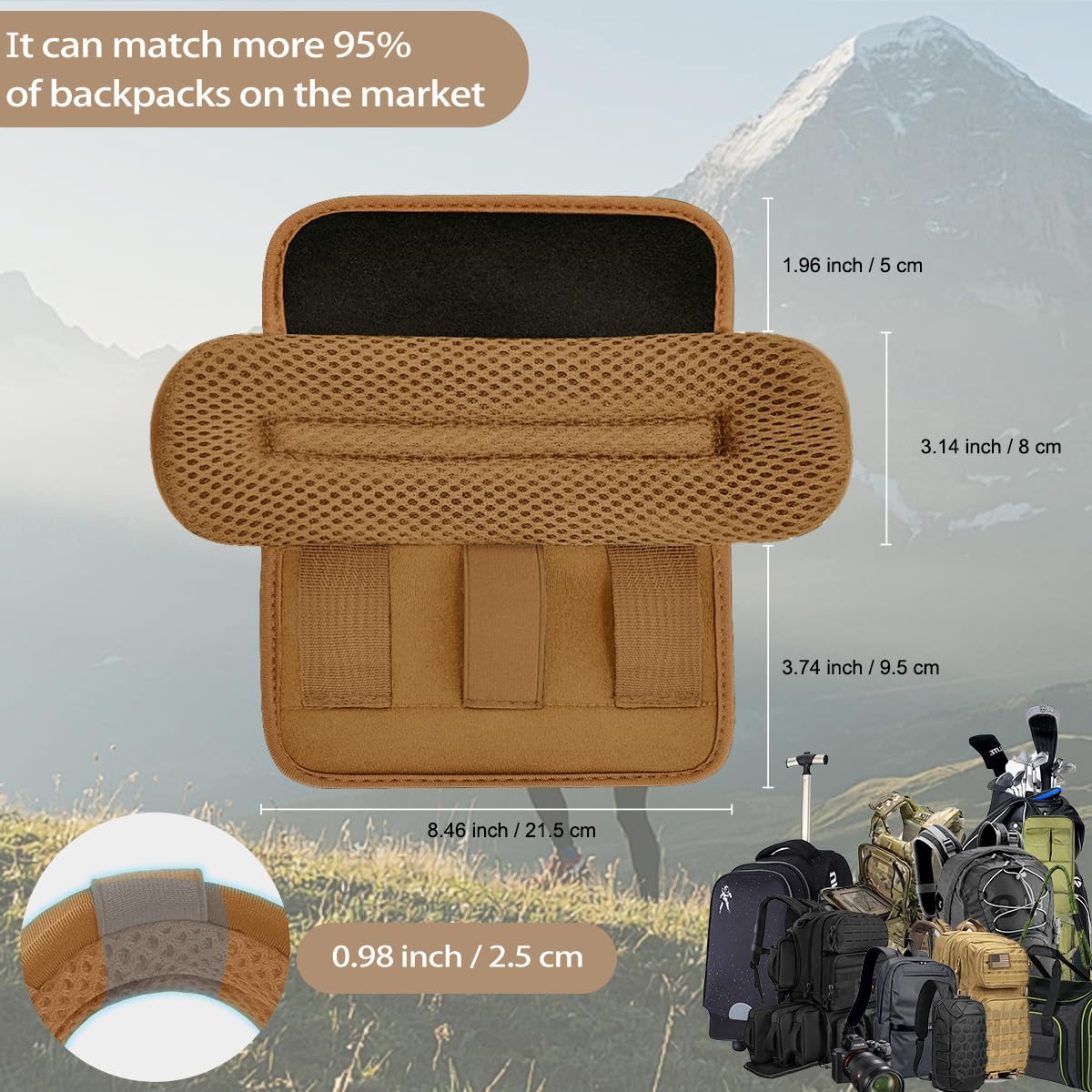 ZINMARK Paquete de 2 almohadillas de hombro ultra gruesas para bolsas de laptop, bolsas de mensajero, maletines y la mayoría de bolsas
