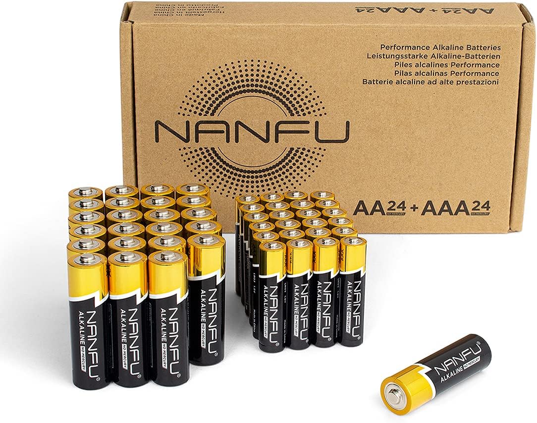 NANFU 48Pack AA Batteries, 1300mAh 1.5V LR6 Alkaline Non-Rechargeable ...