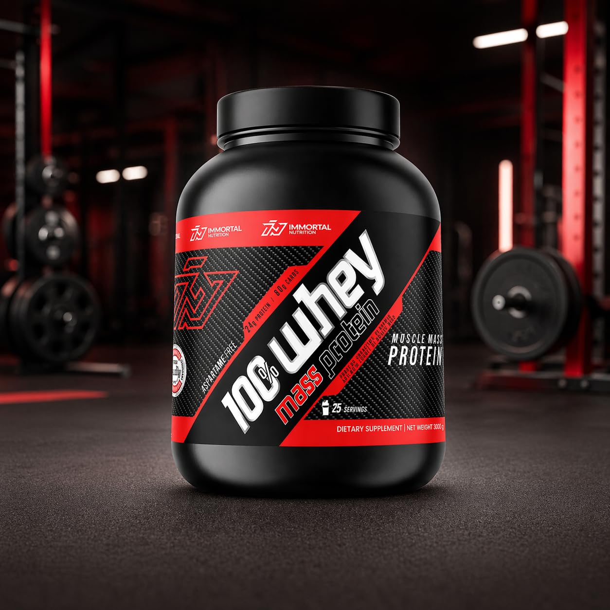 Weight Gainer in Polvere 100% Whey Mass Protein 3000 g Immortal Nutrition, Maltodestrine e Proteine del Siero del Latte Integratore per la Crescita della Massa Muscolare e del Peso (Biscotto e Crema)