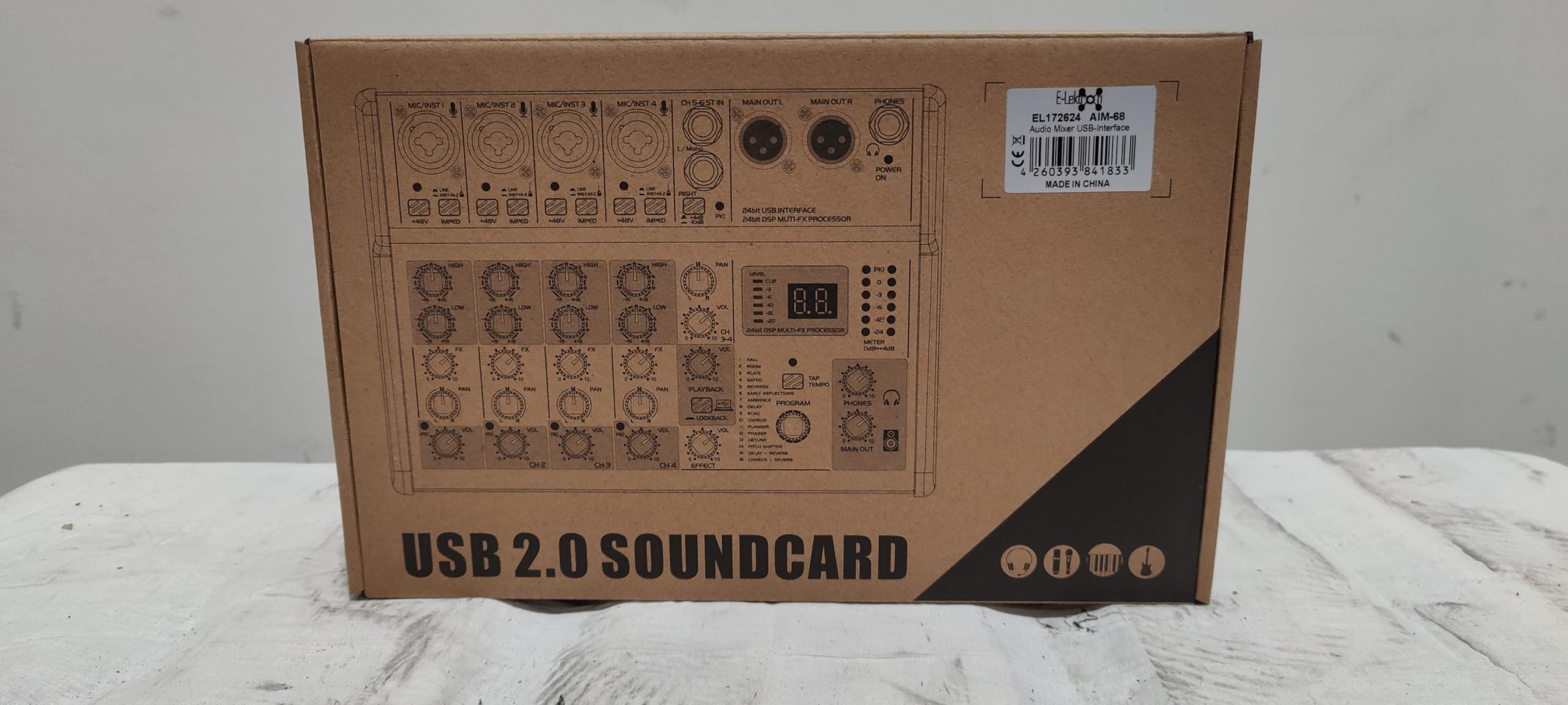 E-Lektron AIM-68 6-Kanal Streaming Audio-Mixer Mischpult mit USB Computer-Interface und DSP-Effekt-Prozessor…