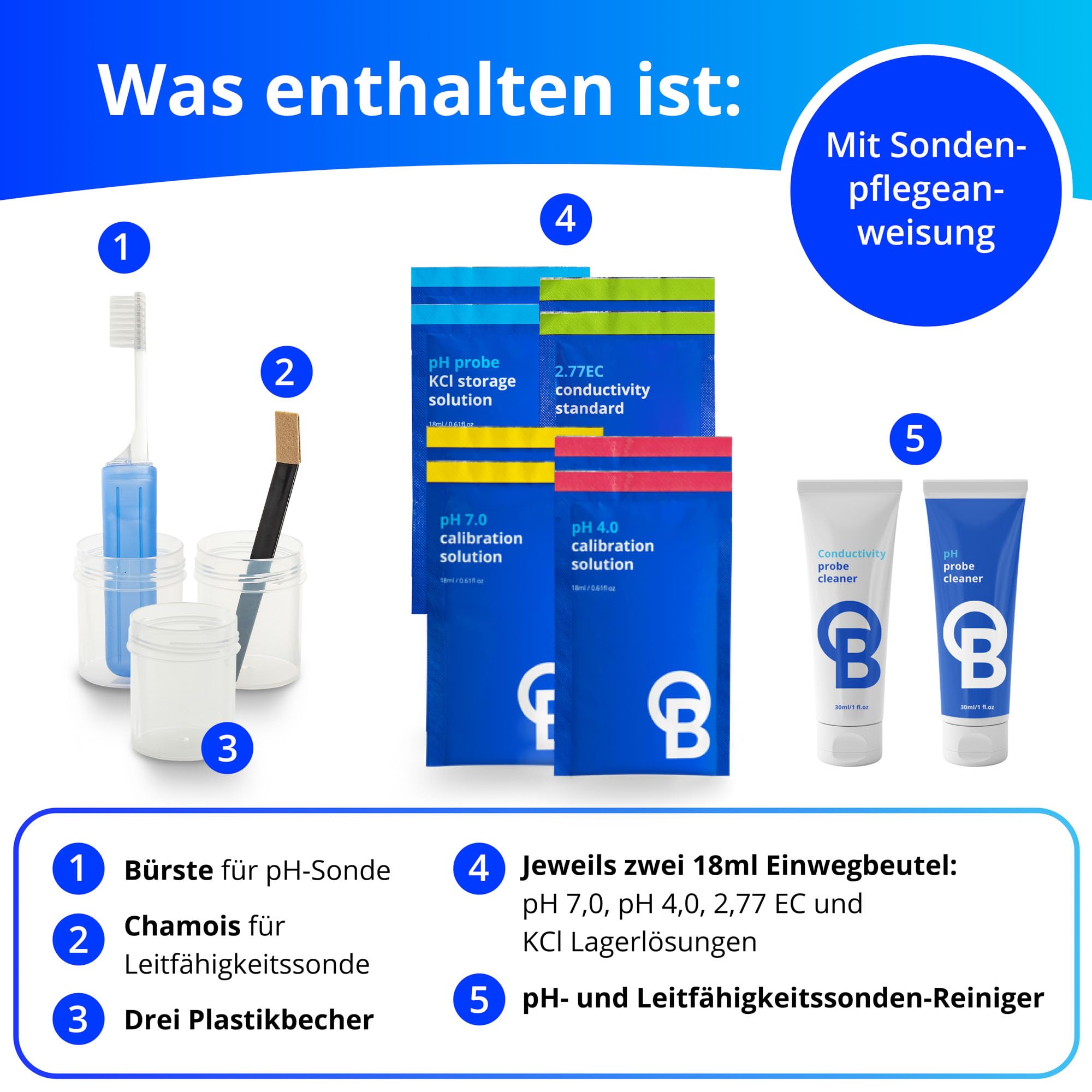 Bluelab CAREKITPHCON Probe Care Kit - pH und Leitfähigkeit (EC, TDS); Meter Reiniger Set mit Aufbewahrung & Kalibrierlösung zu Pflegen Ihre Bluelab Sonden & Stifte für Genau Garten Wasser Mess Geräte