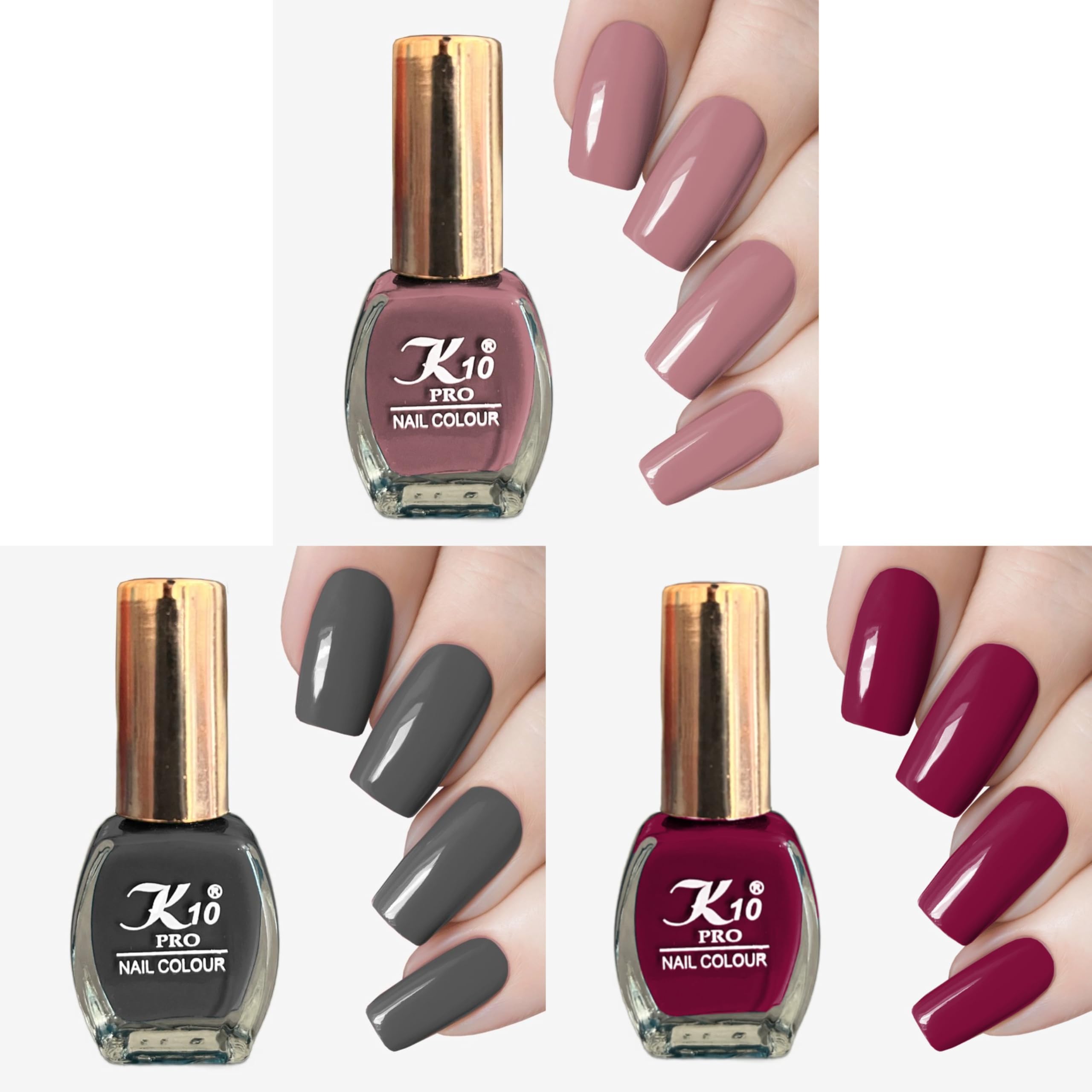 Matte Nail Polish|Matte Nail Paint for Girls and Women| Matte Finish Nail Paint Dusty Pink-Grey-Beet-Red Set of 3| Each 7ml-image-9