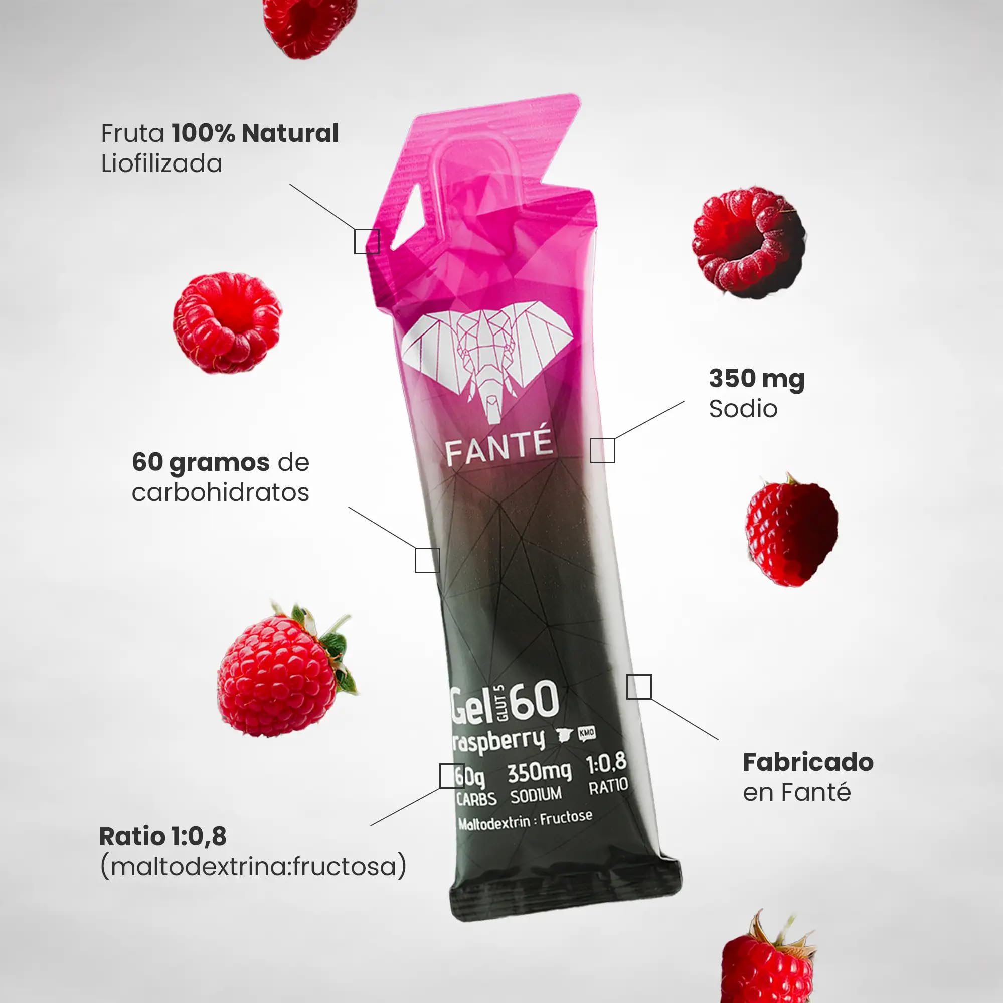 FANTÉ Gel Energético Sabor Frambuesa 60 g | Carbohidratos para Running, Ciclismo y Deportes de Resistencia (12)