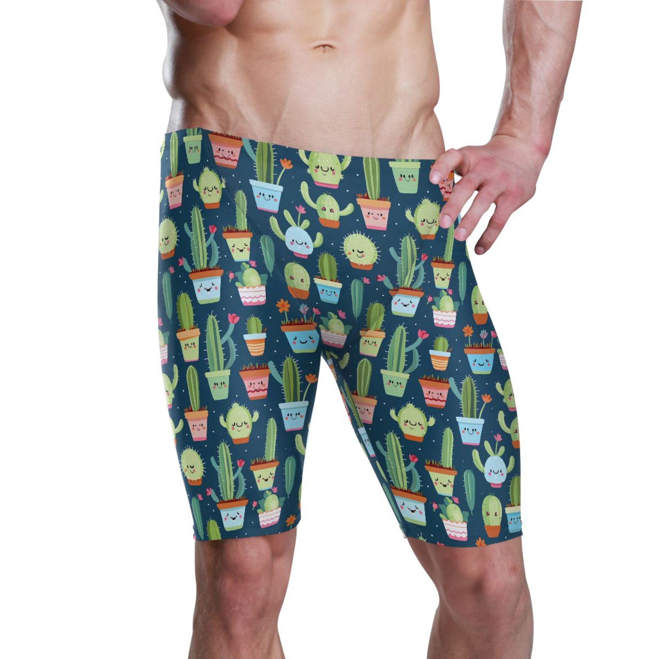 Cactus Cute Men's Swim Jammers Racing & Training Swimsuit Fast, Flexible,Comfortable XXXL B0402408