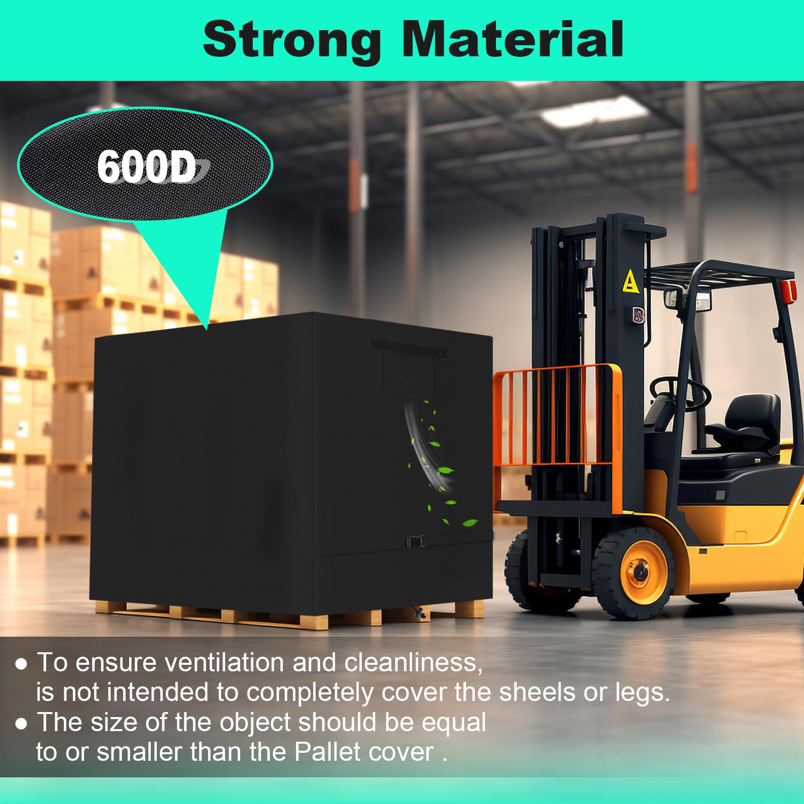 Copertura Pallet, Oxford 600D impermeabile, 122x152x122 cm, Nero | Copertura per pallet/europallet e scatole in rete metallica, telone Oxford 600D, resistente agli strappi.