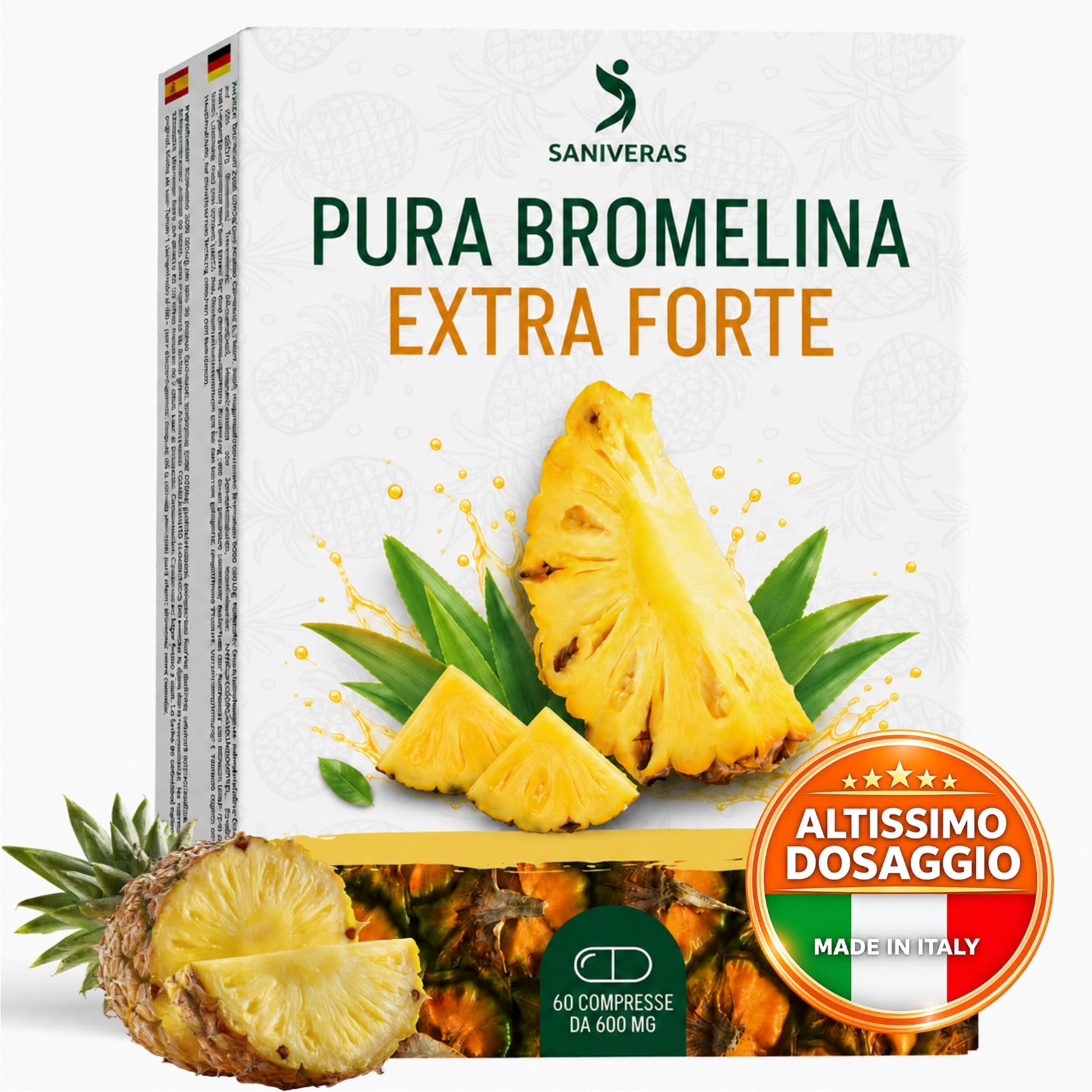 BROMELINA FORTE 5000 + 2500 GDU, 60 Compresse, Pura Extra forte, Made in Italy