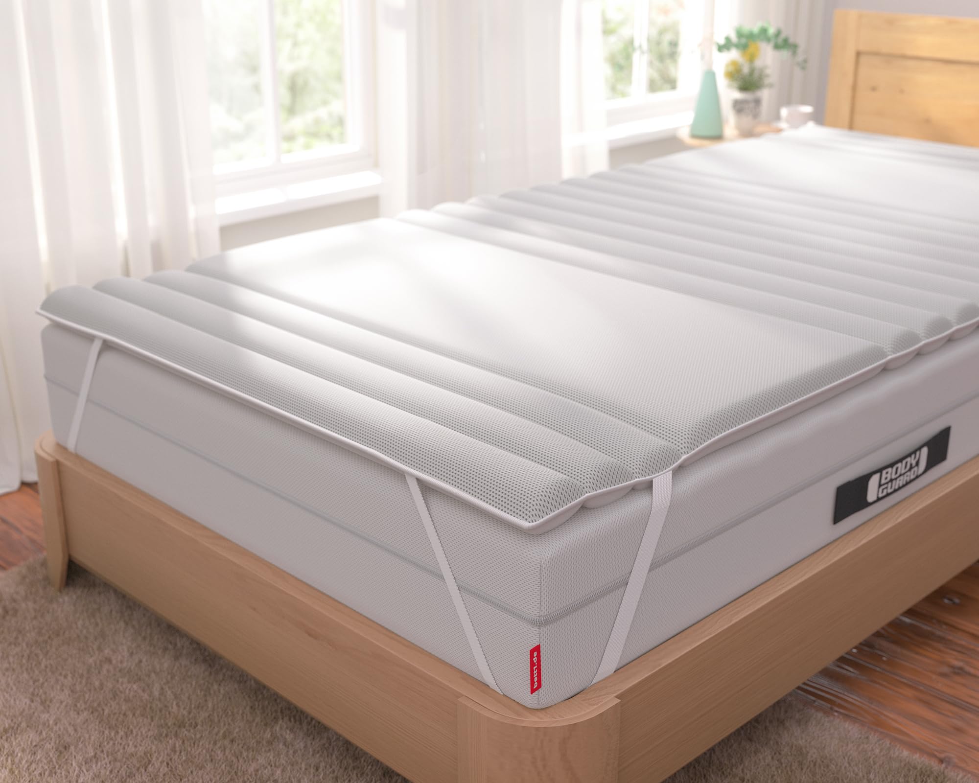 bett1 BODYGUARD Topper 90x200 cm (extra weiche Matratzen-Auflage, ca. 4 cm Höhe, Kern aus Kaltschaum, ergonomische Zonen, optimale Druckentlastung, rutschfest, Oeko-Tex 100)