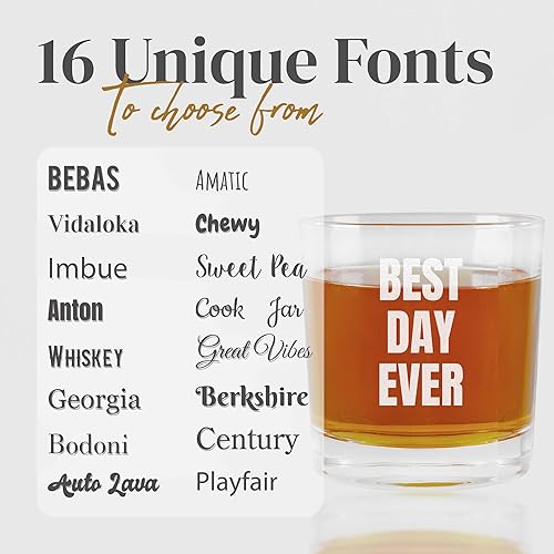 Miniatura 2 de Vaso de whisky personalizado grabado con tu texto personalizado, vidrio personalizado de 12 onzas para cócteles o bourbon