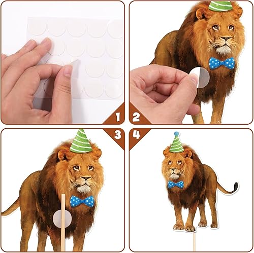 Miniatura 4 de Decoraciones de fiesta de animales de safari, centro de mesa de animales de la selva, recortes para cumpleaños, baby shower, suministros de fiesta,