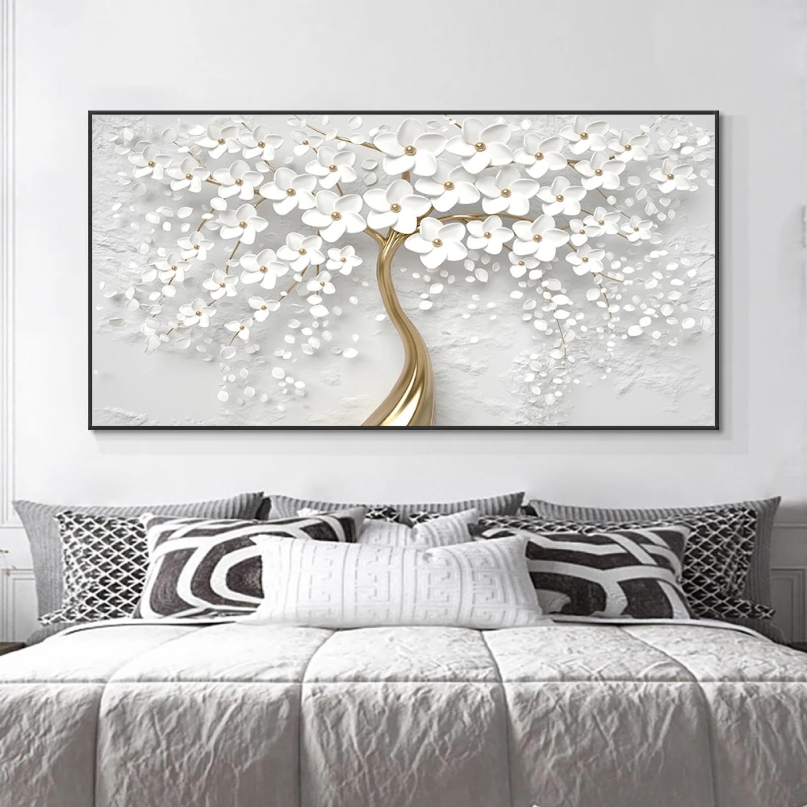 Affiche toile fleurs blanches : la solution pour un salon chaleureux et design - 7