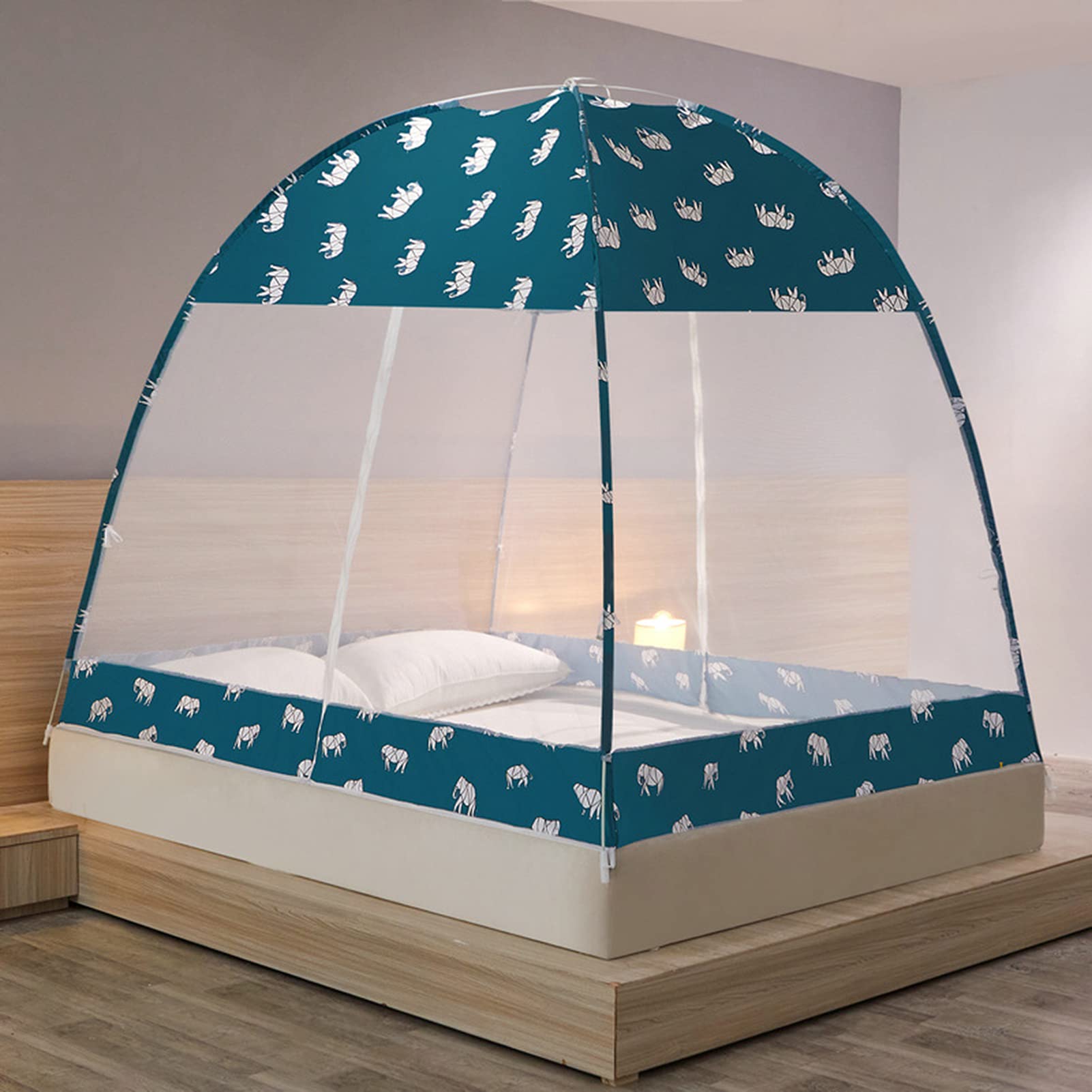 Cortinas de poliéster para cama de 1,2 m con dosel de mosquitera plegable antimosquitos