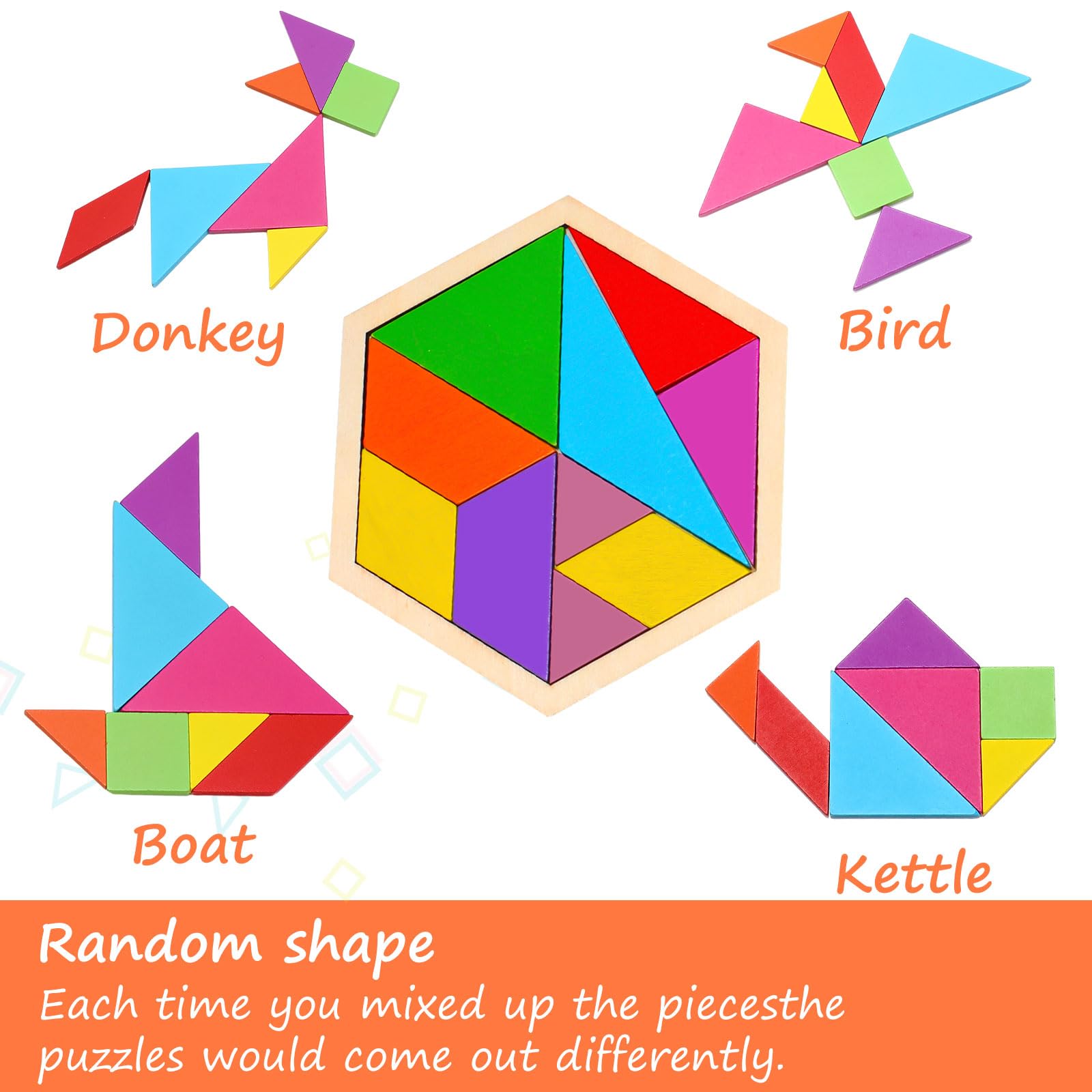 Amazon.com: Meooeck 12 Pack Tangrams Wooden Puzzles Tangrams Set f