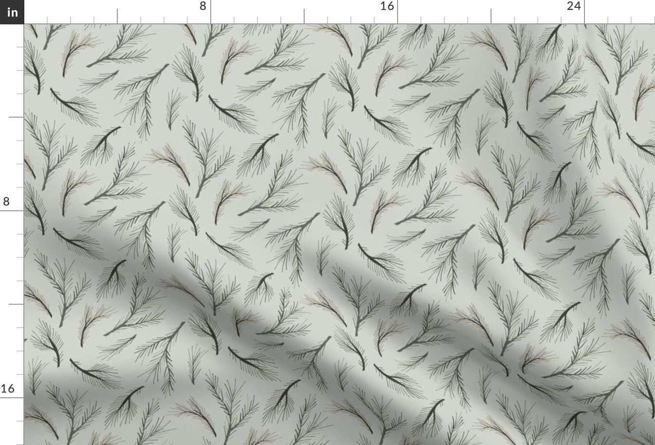 Spoonflower Fabric - Forest Pine Trees Woodland Woods Stem Christmas Leaves Winter Cabin Printed on Upholstery Velvet Fabric Fat Quarter - Upholstery Home Decor Bottomweight Apparel