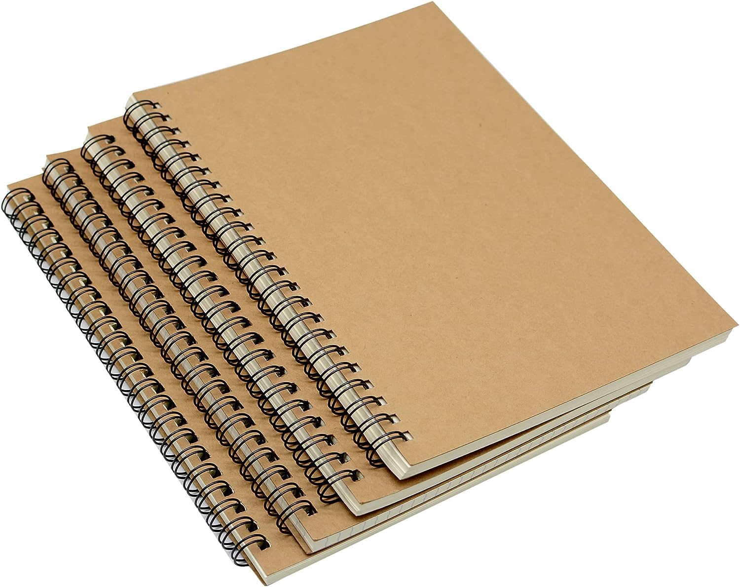 Fark Tanıtım 4-Pack Spiral Notebook, A5 Size (15x21 cm), 60 Sheets, 90gsm Ivory Paper, Kraft Cover, Office and Stationery, School Notebook, Plain Notebook (Blank Paper)