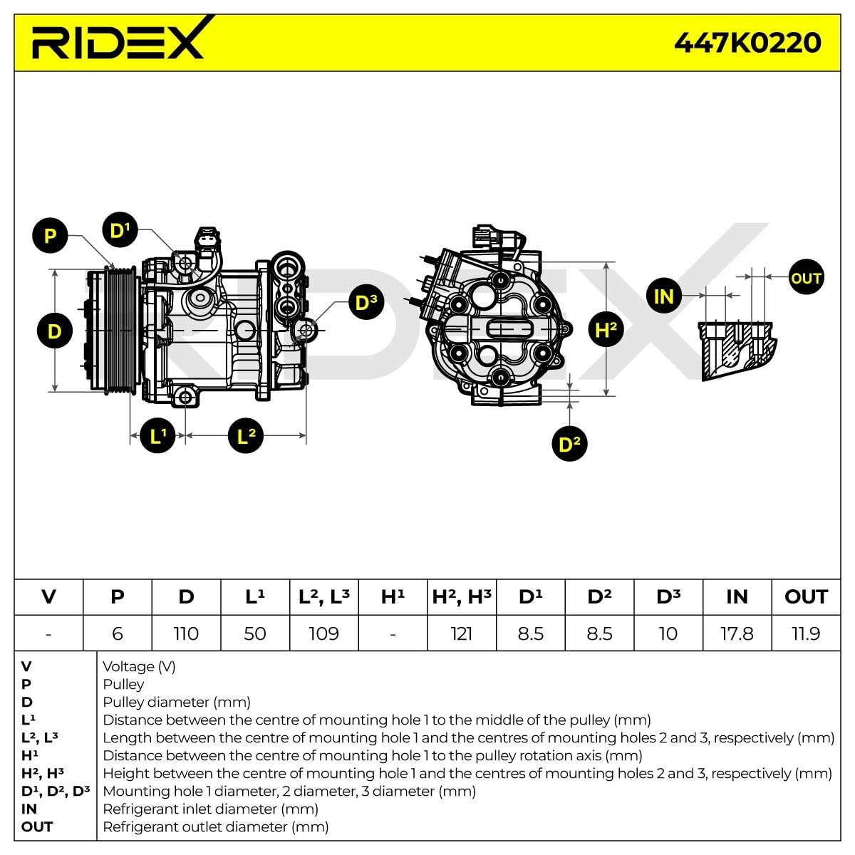 RIDEX 447K0220 Compressore aria condizionata Compatibilità con OPEL COMBO Cassone/Furgonato/Promiscuo X12