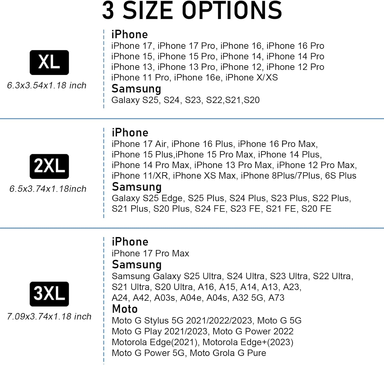 Nylon Phone Holster Compatible with iPhone 16/15/14/13/12 Pro Max & Plus,17 Air Models, Galaxy S24/S23/S21/S20 FE Cell Phone Belt Holder for Men, Black-2XL - Image 2