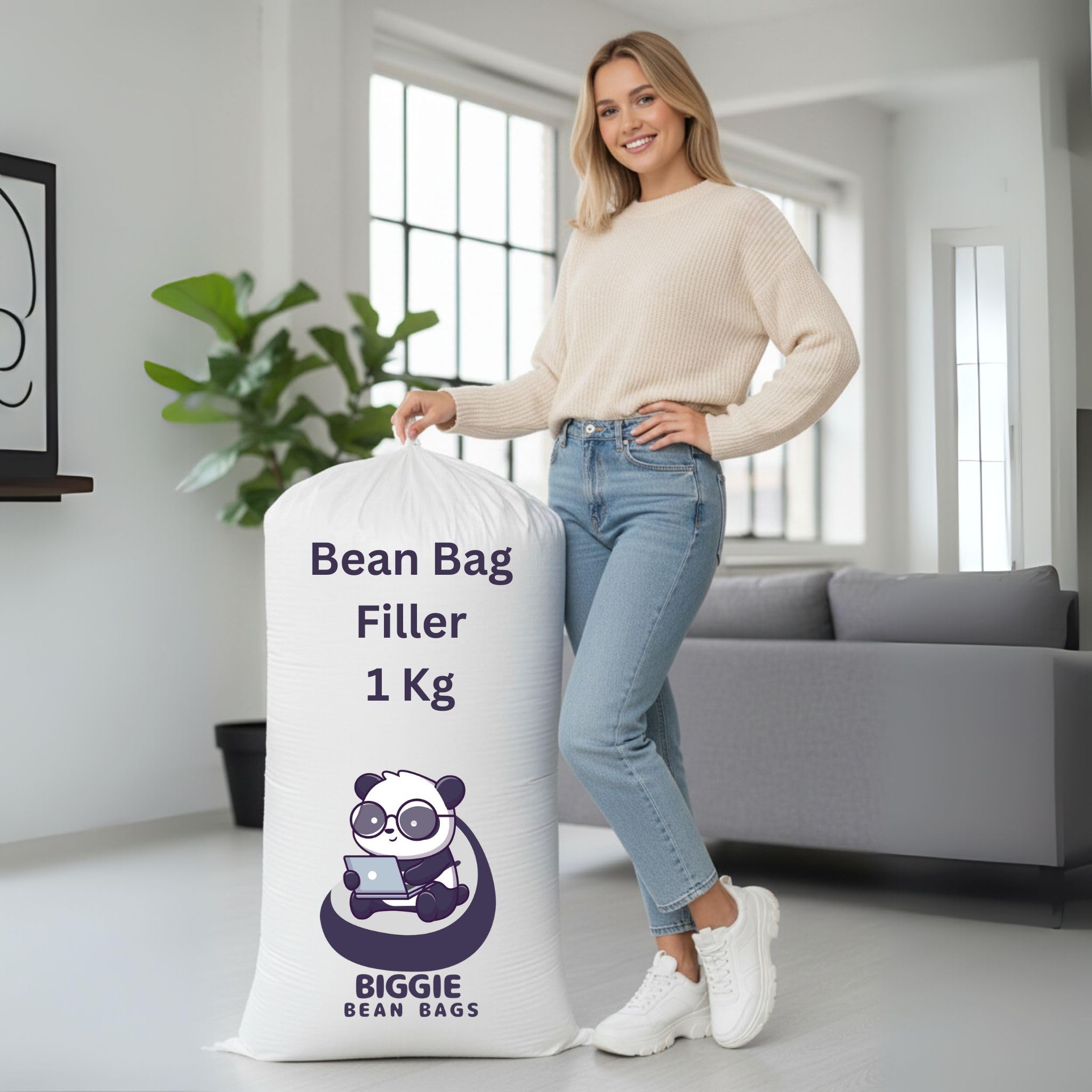 Biggie Bean Bag Filler 1 Kg | Virgin Polystyrene Beans Refill for Bean Bags | Lasts Up to 60% Longer | Weight Guarantee | Premium Cushioning Beads (White) for Bean Bag Refilling Only-image-28