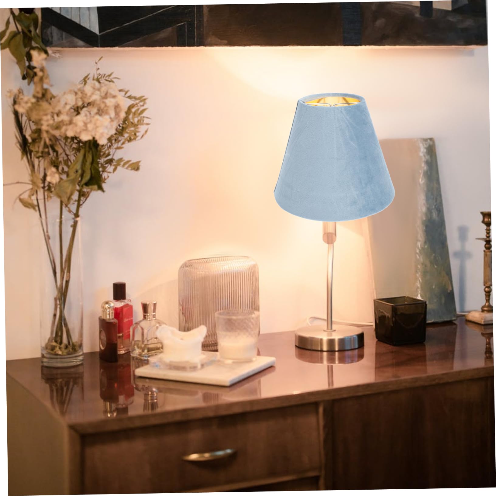 Hemobllo 2 Piezas pantalla de lámpara Decoración hogareña pequeña pantalla azul para lámpara de mesa mini mesa lampara escritorio lampara de mesa pantalla de luz decorativa simple paño Blue