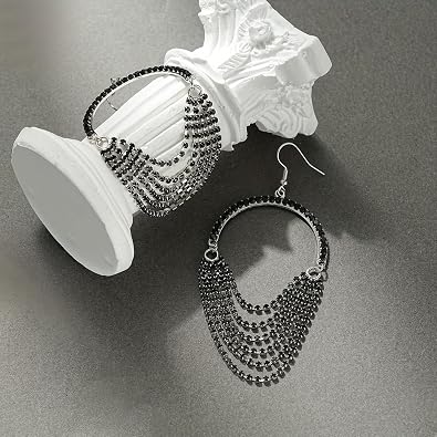 Crystal Chandelier Drop Earrings, Red Rhinestone Cascade, Silver-Tone Metal, Multi-Layer Design