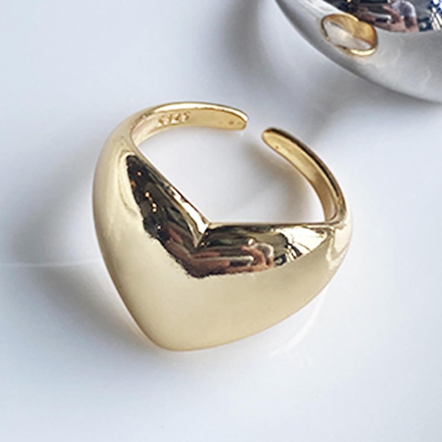 Frodete Heart Ring Chunky Heart Ring for Women Adjustable Thick Heart Ring Gold Chunky Ring Valentines Day Gifts for Her - Image 4