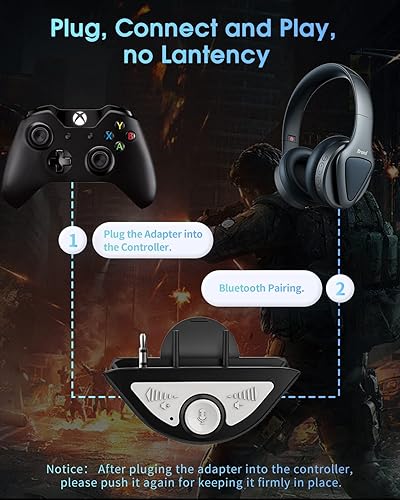 Miniatura 6 de AOLION Transmisor Xbox One, adaptador de auriculares estéreo para todas las series de controlador Xbox OneSeries con conector de audio de 0.138in,