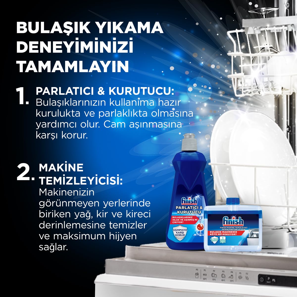 Finish Quantum 60 Kapsül Bulaşık Makinesi Deterjanı Tableti + Temizlik ve Bakım Seti