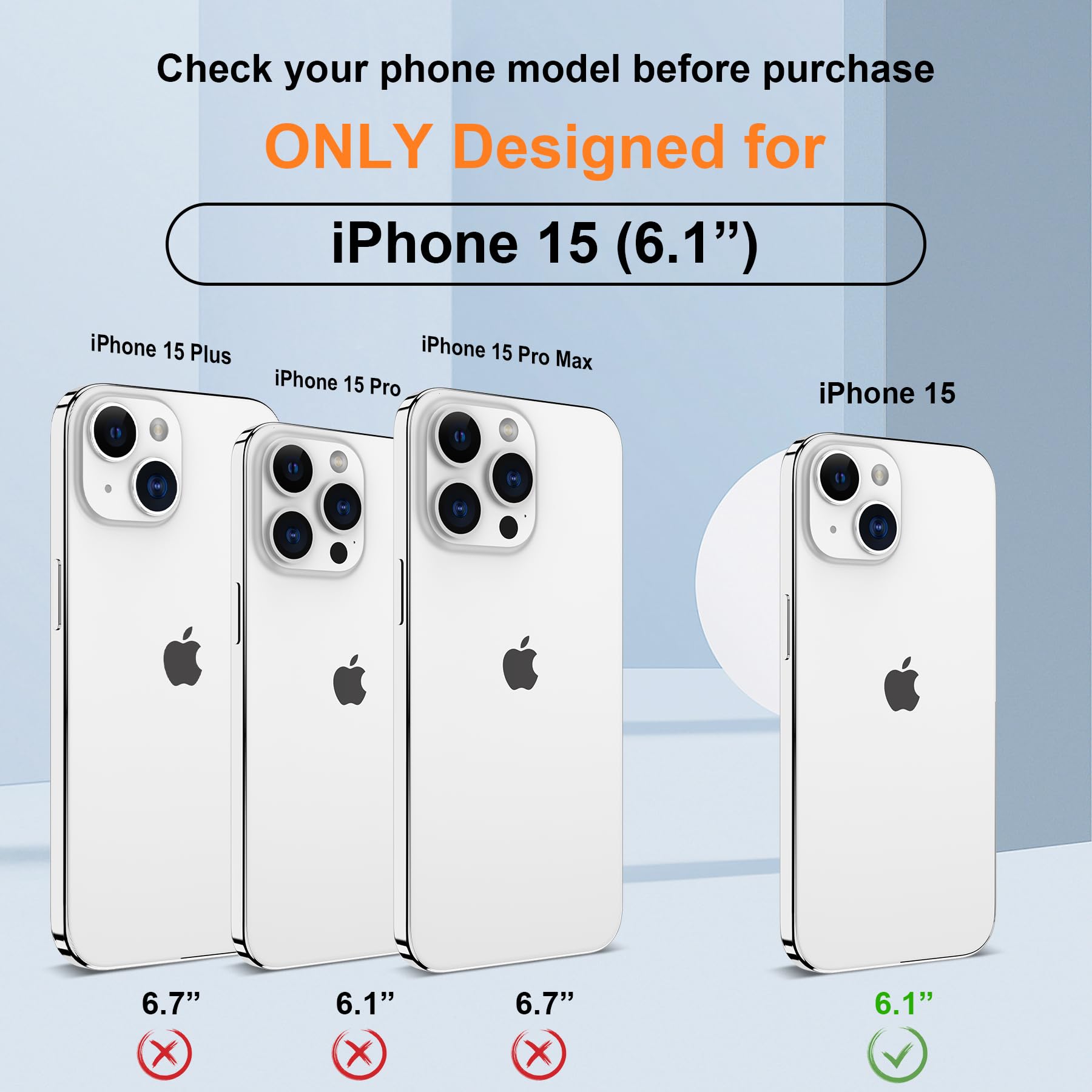 ORETECH Cover per iPhone 15, Custodia iPhone 15(6.1 Pollici), 2 Pezzi Pellicola Protettiva in Vetro Temperato & 1 Pellicola Fotocamera Antiurto Ultra Sottile Hard PC Silicone Cover - Trasparente