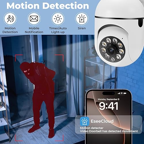 Miniatura 5 de Cámara de seguridad con cable, 2.4G5G para interiores y exteriores, cámaras inalámbricas para seguridad del hogar con sensor de movimiento y alarma,