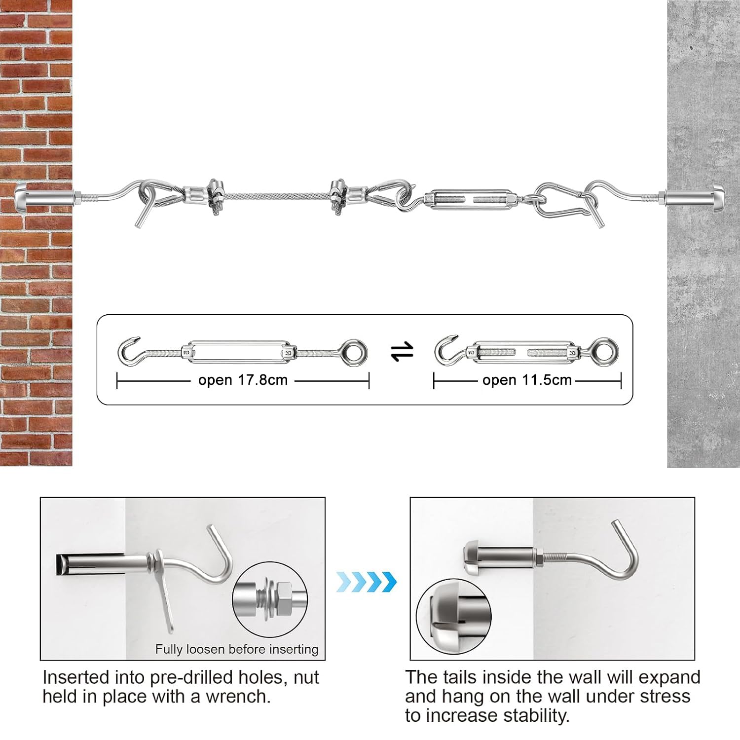 90m 3mm Cable de Acero Inoxidable, 7x7 hilos, resistencia a la rotura de 400 kg, para Colgar Glicinia, Plantas Trepadoras, Tendedero Exterior, Lámpara Colgante