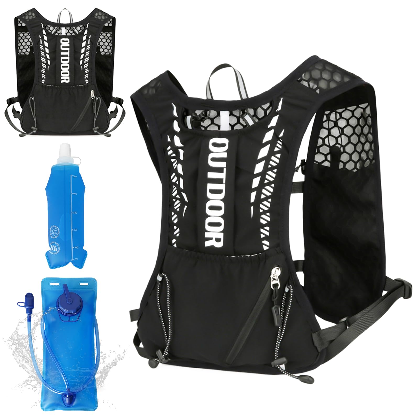 Running Vest for Women with 2L Hydration Bladder & 500ml Water Bottle, Ultra Lightweight Breathable Hydration Backpack for Men for Jogging, Trail, Biking, Marathon-image-43