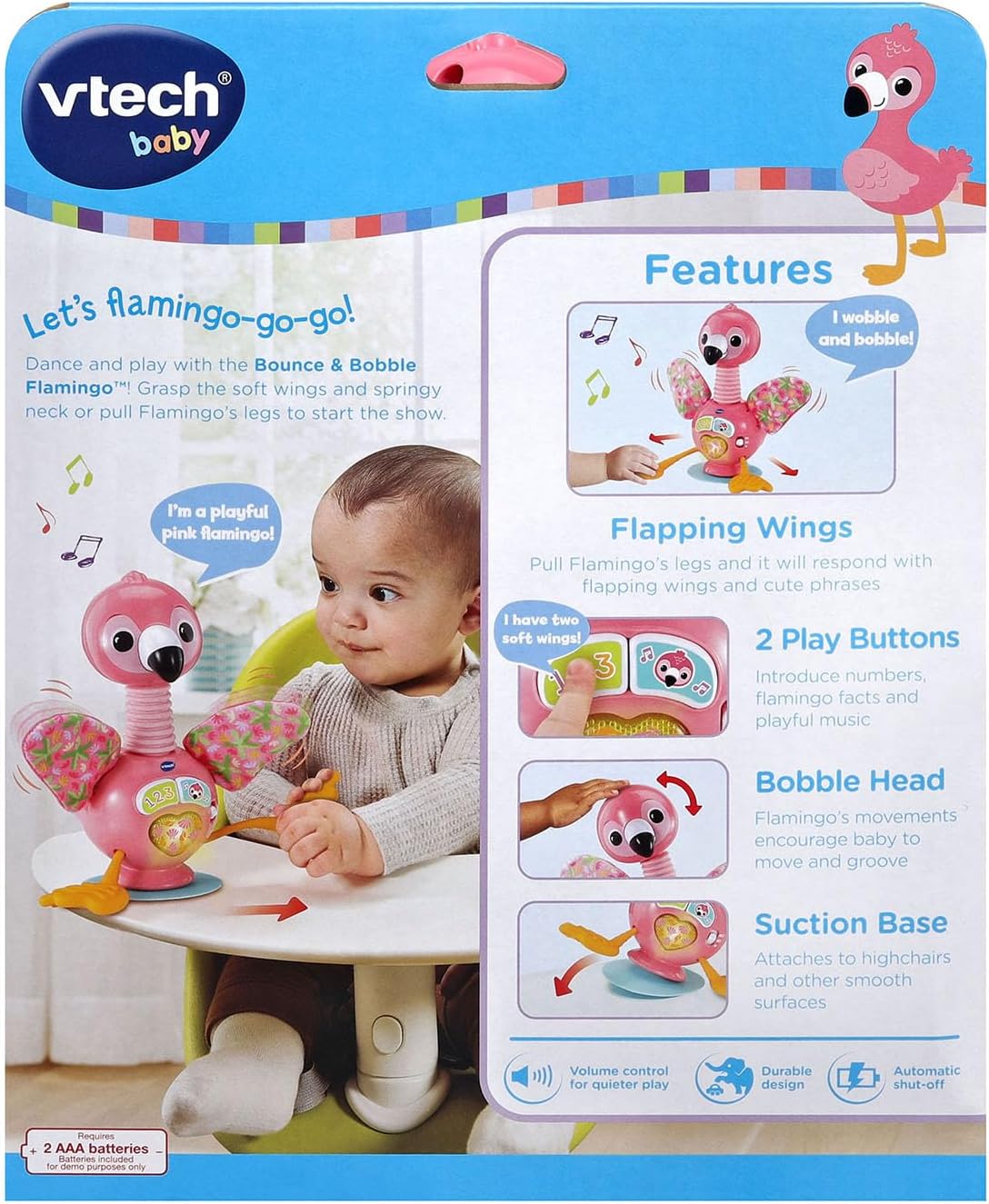 VTech Baby Bounce and Bobble Flamingo Highchair and Stroller Toy