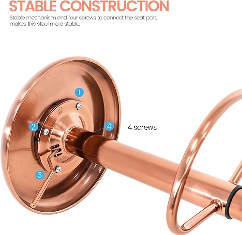 Miniatura 7 de Brage Living Juego de 2 taburetes de bar ajustables, taburetes de bar giratorios redondos de metal, sillas de bar de altura de mostrador sin espalda