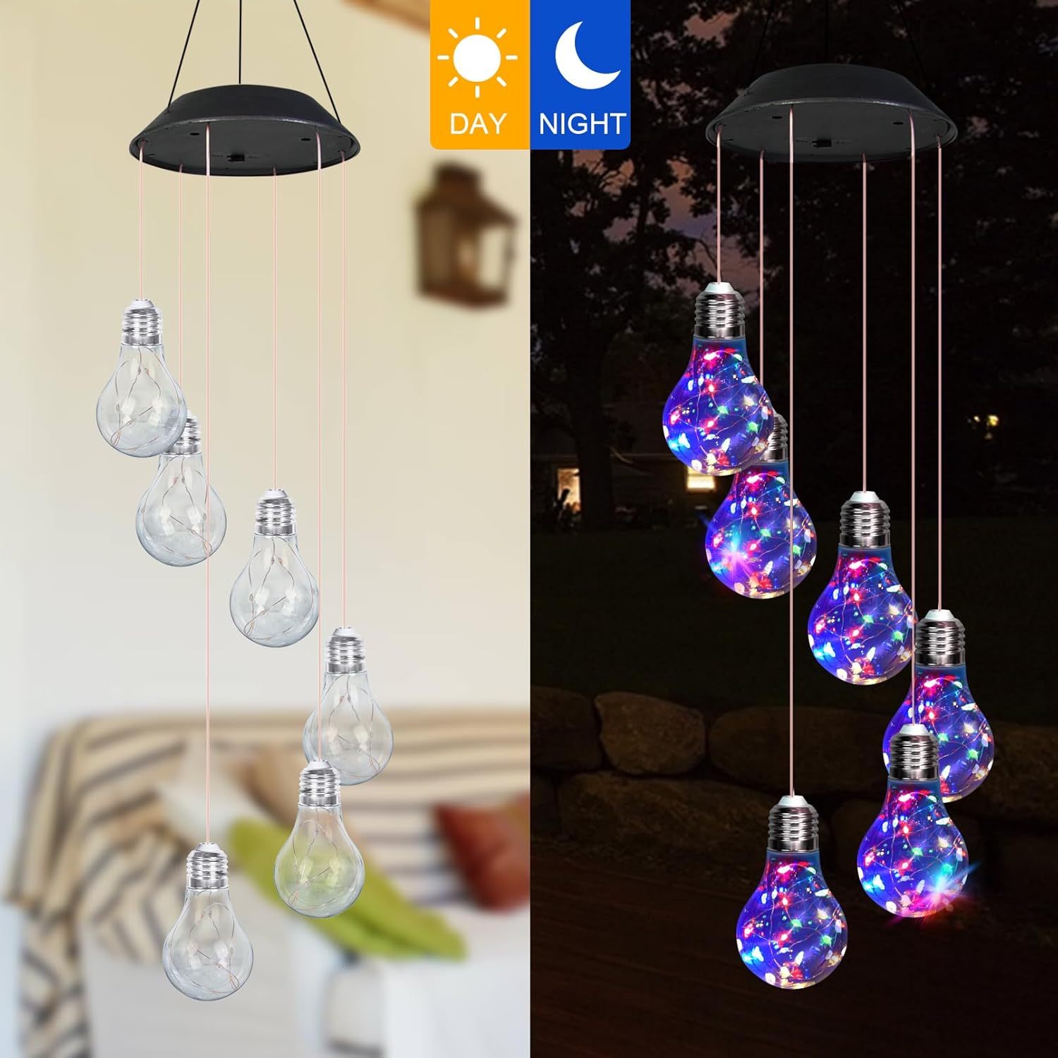 YHmall Colorful Solar Wind Chimes for Outside, Hanging Lights for Women Grandma Mom Birthday, Christmas Decor for Outdoor Garden Balcony Bedroom Yard - Image 3