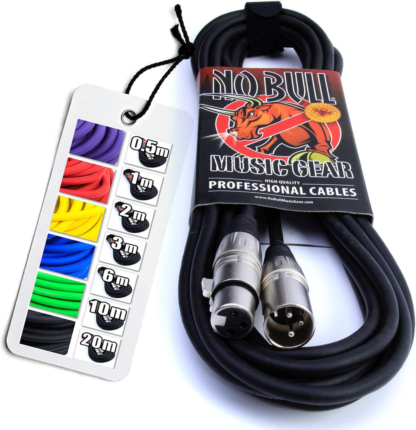 No Bull Nordell Music Gear' Premium XLR Cable (Black, 6m): Achieve a Clearer Audio Signal with a Balanced Male to Female Microphone Lead, plus Cable Tie