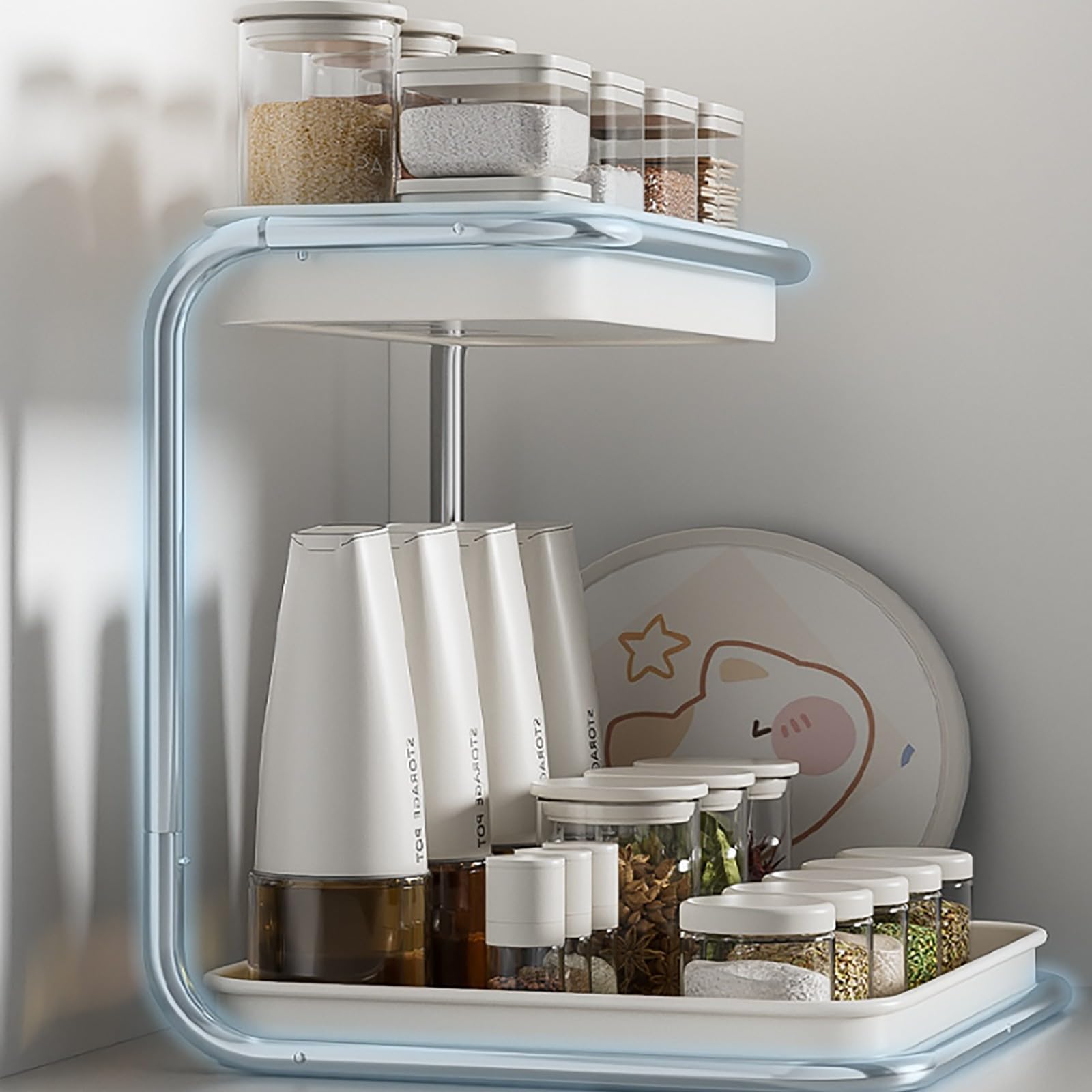 Estante de almacenamiento de 2 capas para armario, encimera, organizador de cajones de especias para baño, cocina, dormitorio, estante de 16,5 cm